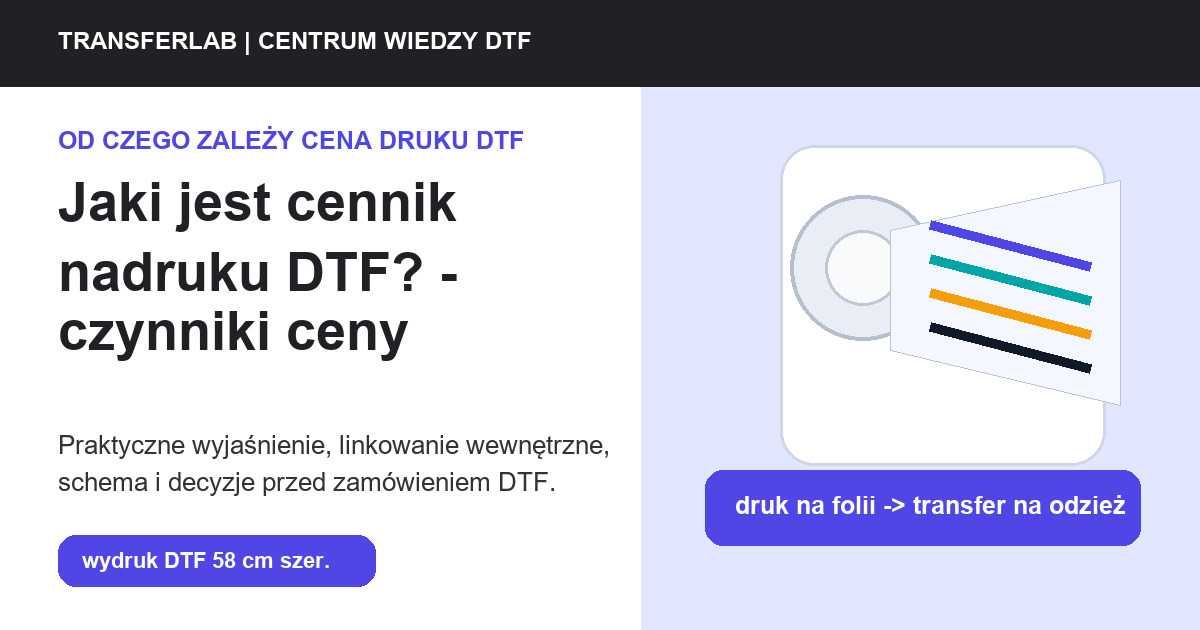 Grafika do artykułu: Jaki jest cennik nadruku DTF? - przykład i schemat zastosowania druku DTF