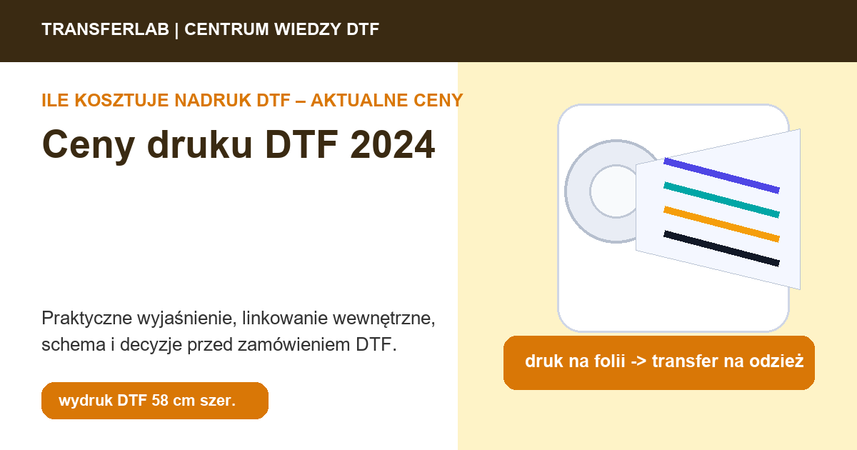 Grafika do artykułu: ceny druku DTF 2024 - przykład i schemat zastosowania druku DTF