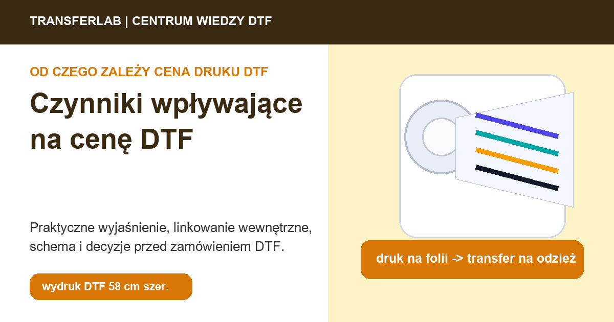 Grafika do artykuĹ‚u: Czynniki wpływające na cenę DTF: mapa wyceny - przykĹ‚ad i schemat zastosowania druku DTF