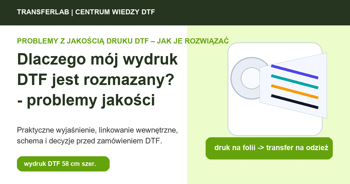 Grafika do artykuĹ‚u: Dlaczego mój wydruk DTF jest rozmazany? – w kontekście diagnostyki jakości - przykĹ‚ad i schemat zastosowania druku DTF