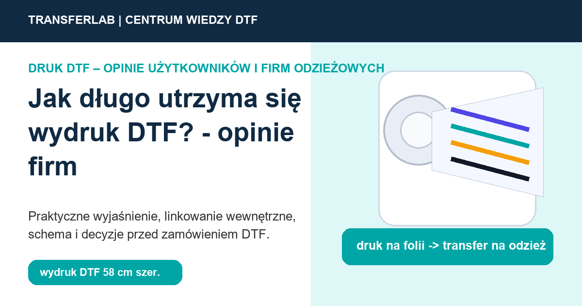 Grafika do artykuĹ‚u: Jak długo utrzyma się wydruk DTF? – w kontekście opinii i decyzji zakupowej - przykĹ‚ad i schemat zastosowania druku DTF