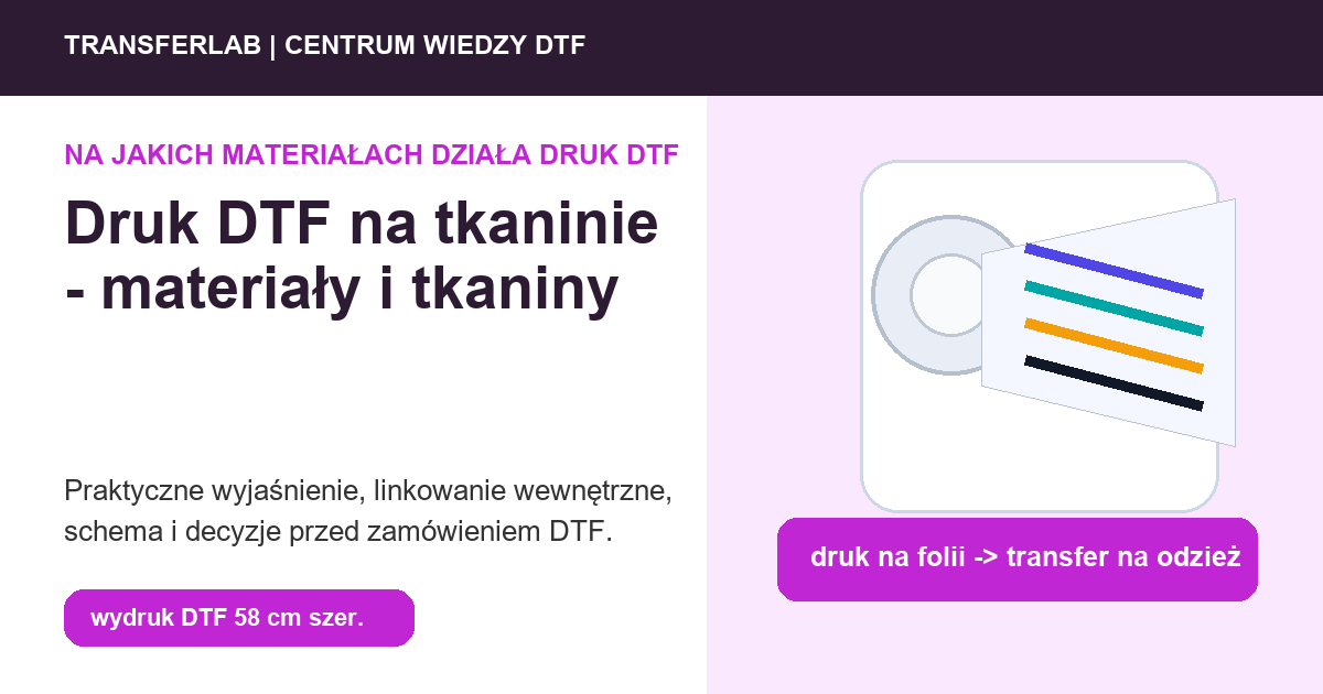 Grafika do artykuĹ‚u: Druk DTF na tkaninie: jak zachowuje się transfer na realnym materiale - przykĹ‚ad i schemat zastosowania druku DTF