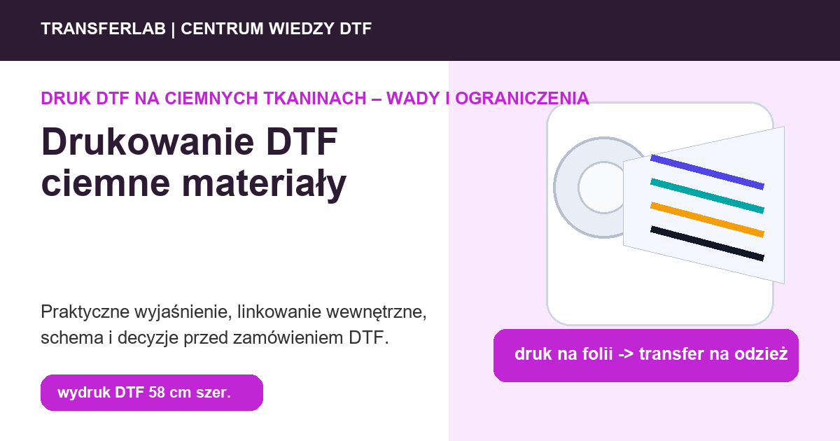 Grafika do artykuĹ‚u: drukowanie DTF ciemne materiały - przykĹ‚ad i schemat zastosowania druku DTF
