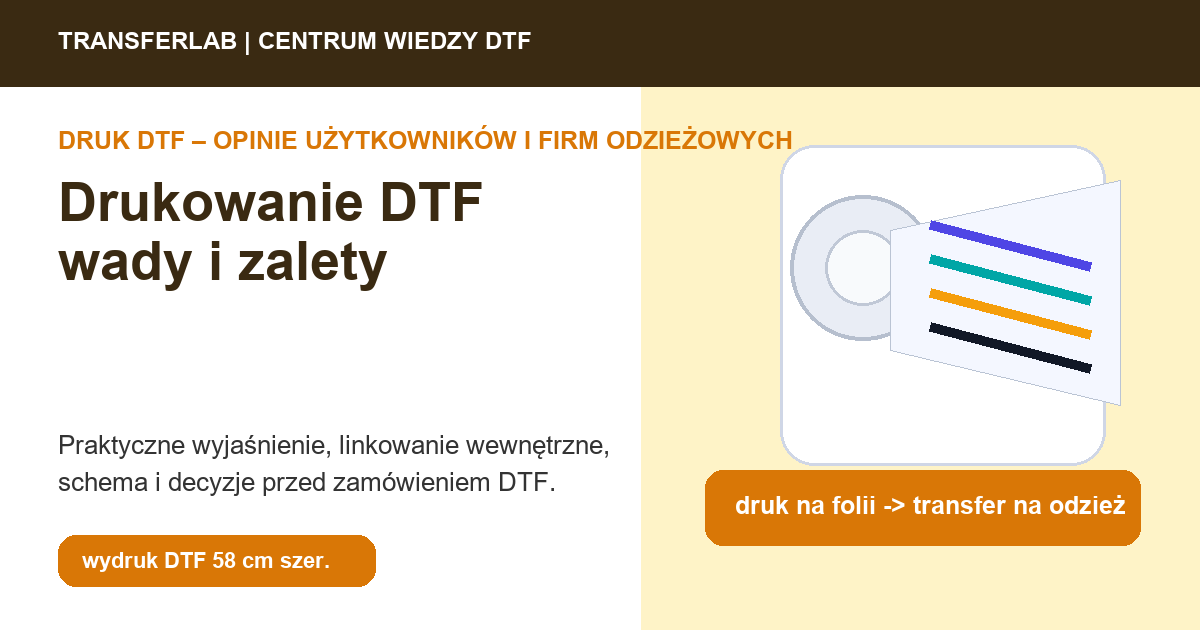 Grafika do artykułu: drukowanie DTF wady i zalety - przykład i schemat zastosowania druku DTF