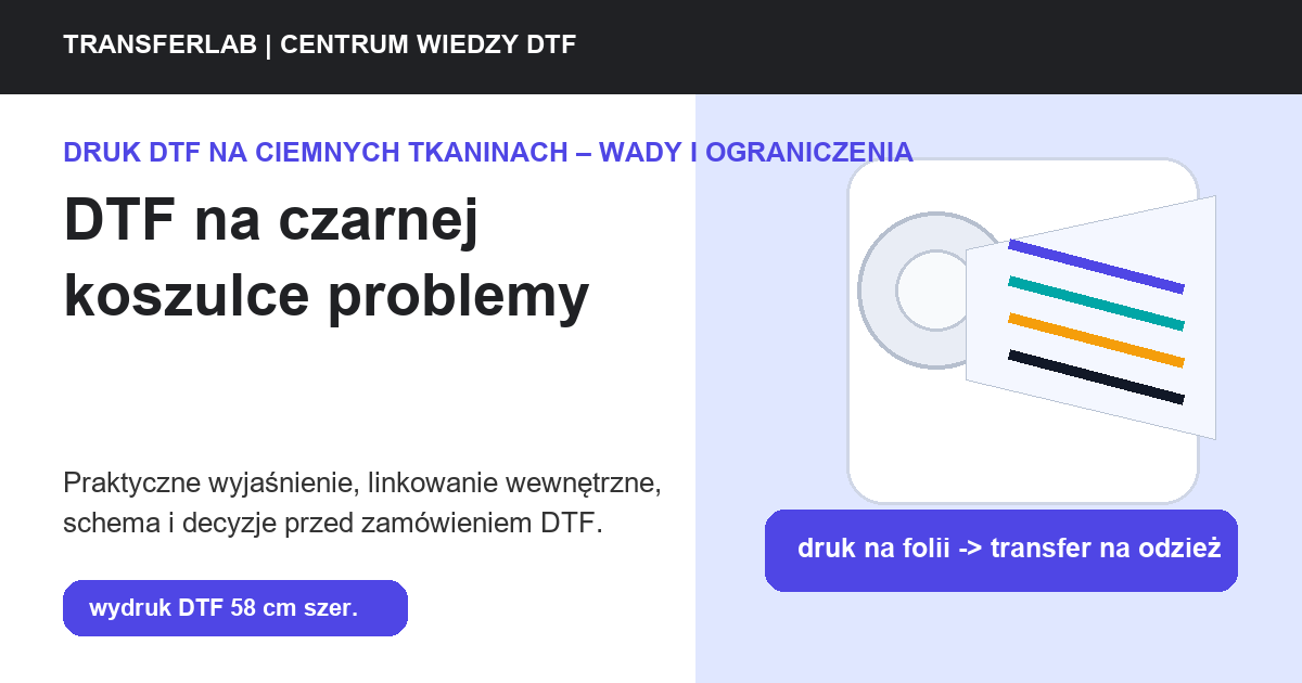 Grafika do artykuĹ‚u: DTF na czarnej koszulce problemy - przykĹ‚ad i schemat zastosowania druku DTF