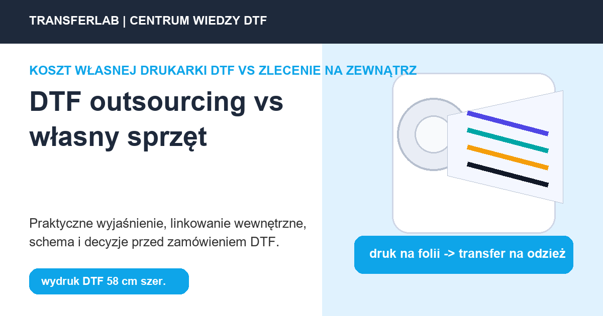 Grafika do artykuĹ‚u: DTF outsourcing vs własny sprzęt - przykĹ‚ad i schemat zastosowania druku DTF