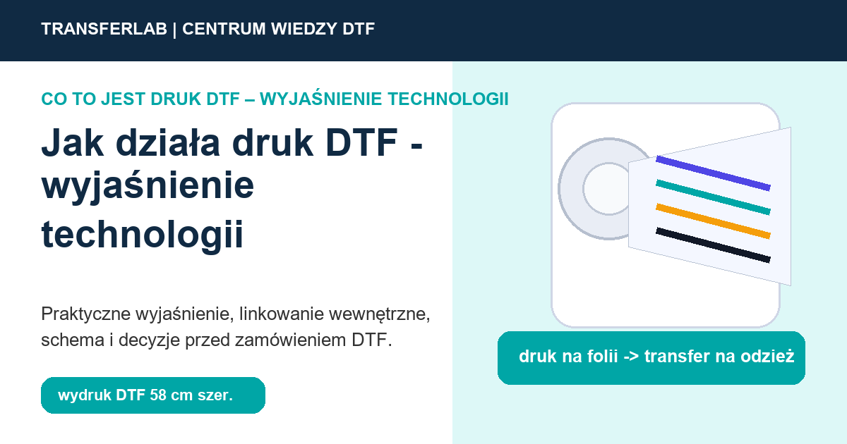 Grafika do artykuĹ‚u: jak działa druk DTF - przykĹ‚ad i schemat zastosowania druku DTF