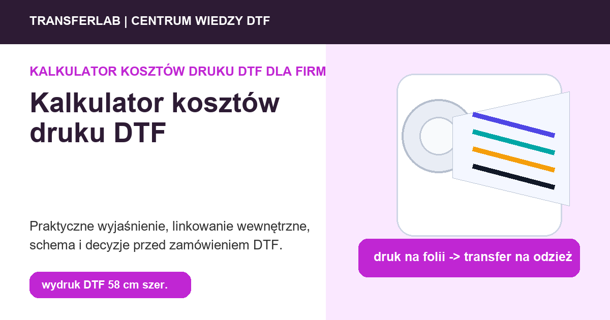 Grafika do artykuĹ‚u: kalkulator kosztów druku DTF - przykĹ‚ad i schemat zastosowania druku DTF
