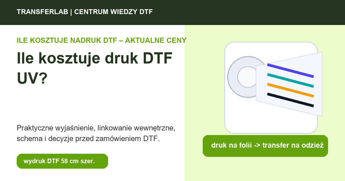Grafika do artykułu: Ile kosztuje druk DTF UV? - przykład i schemat zastosowania druku DTF