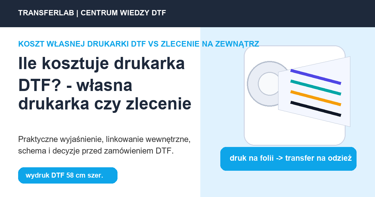 Grafika do artykuĹ‚u: Ile kosztuje drukarka DTF? – w kontekście decyzji make-or-buy - przykĹ‚ad i schemat zastosowania druku DTF