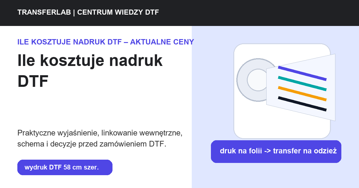 Grafika do artykułu: ile kosztuje nadruk DTF - przykład i schemat zastosowania druku DTF