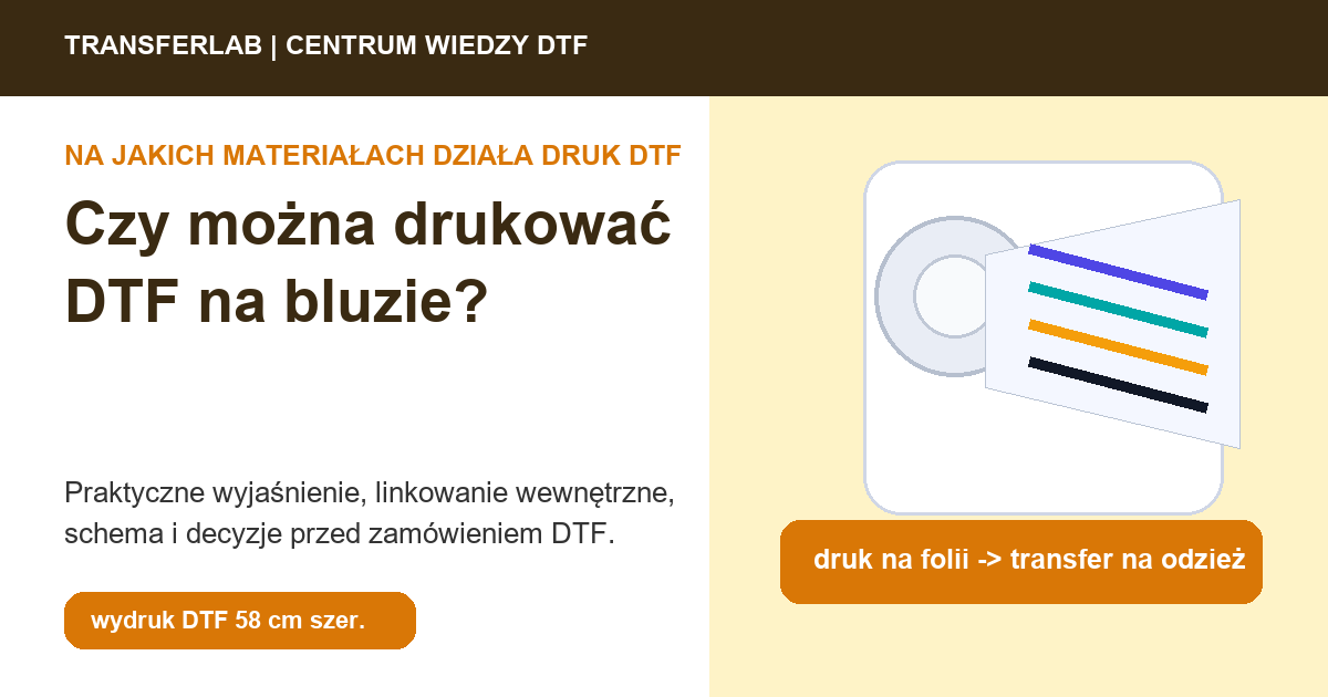 Grafika do artykuĹ‚u: Czy można drukować DTF na bluzie? Gramatura, szwy i test docisku - przykĹ‚ad i schemat zastosowania druku DTF