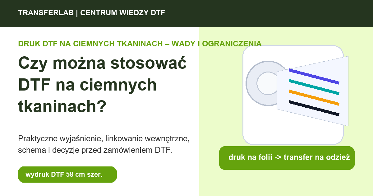 Grafika do artykuĹ‚u: Czy można stosować DTF na ciemnych tkaninach? - przykĹ‚ad i schemat zastosowania druku DTF
