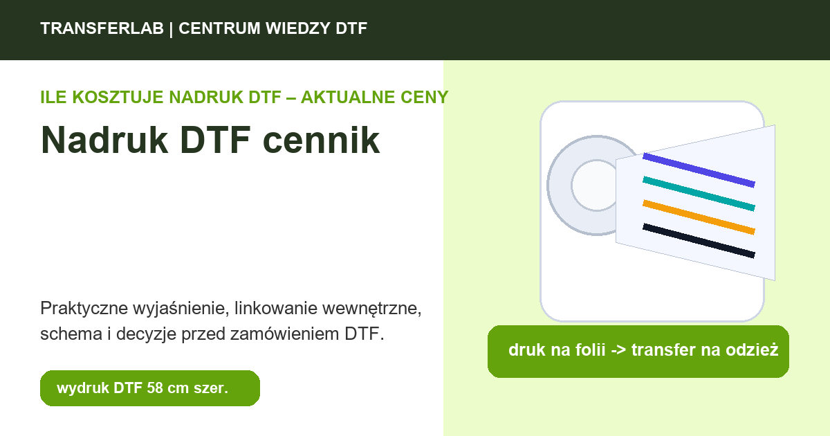 Grafika do artykułu: nadruk DTF cennik - przykład i schemat zastosowania druku DTF