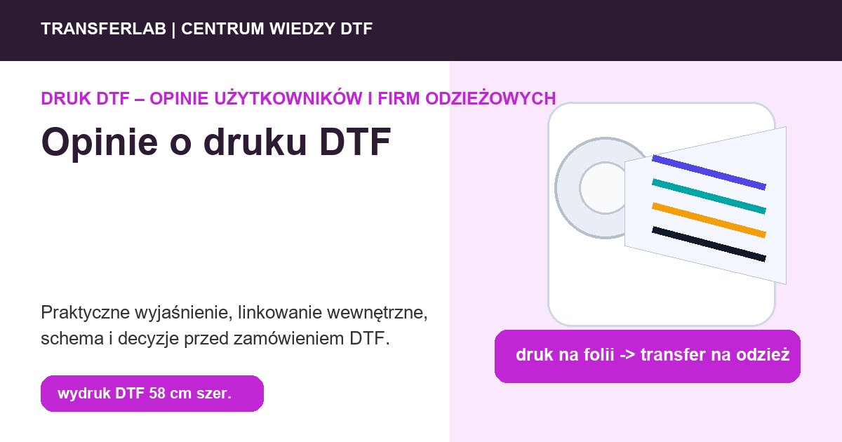 Grafika do artykułu: opinie o druku DTF - przykład i schemat zastosowania druku DTF