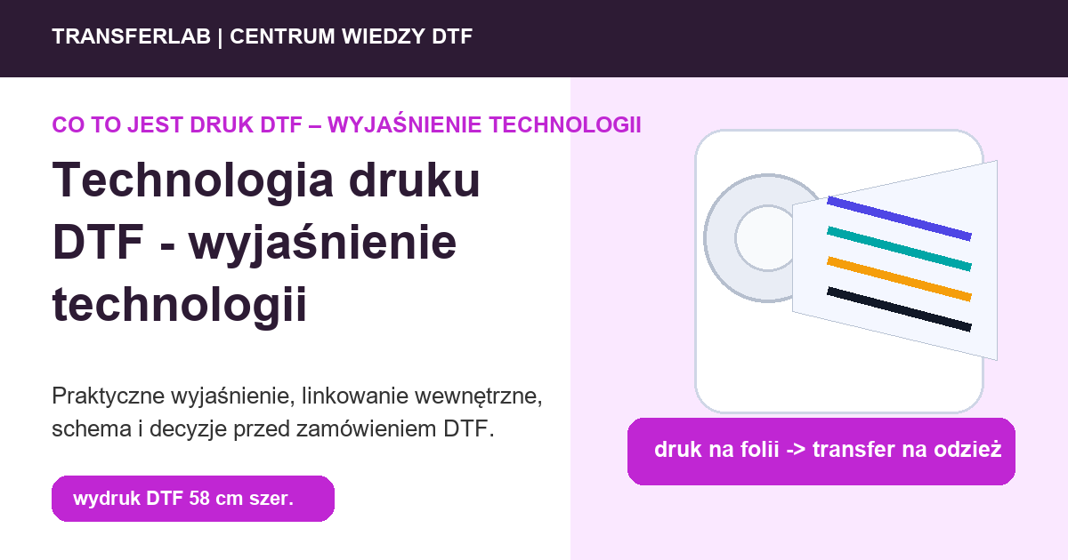 Grafika do artykułu: technologia druku DTF - przykład i schemat zastosowania druku DTF