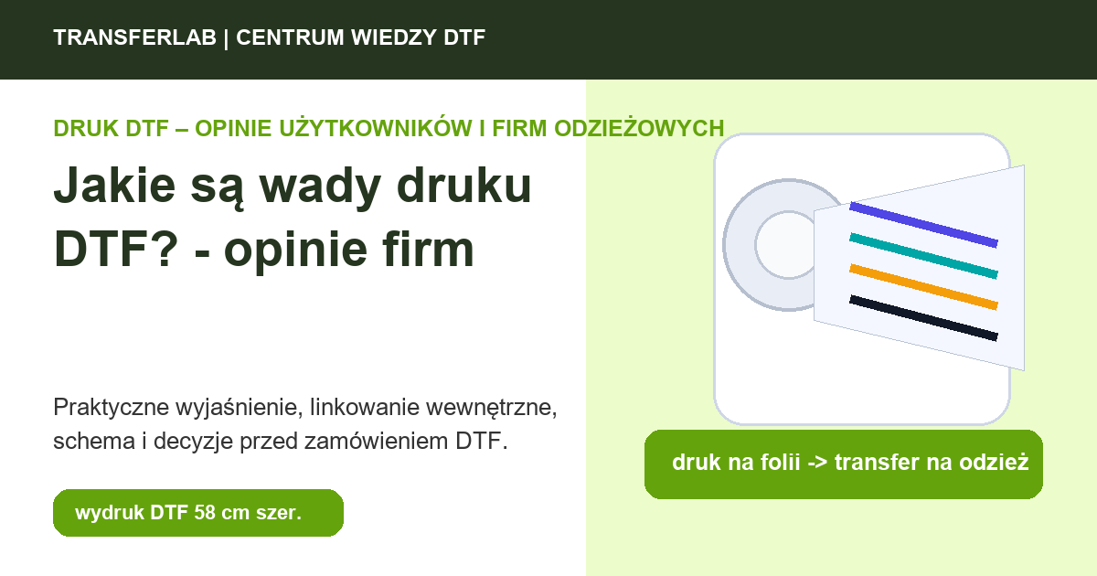Grafika do artykuĹ‚u: Jakie są wady druku DTF? – w kontekście opinii i decyzji zakupowej - przykĹ‚ad i schemat zastosowania druku DTF