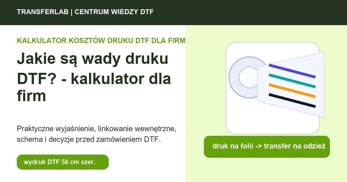 Grafika do artykuĹ‚u: Jakie są wady druku DTF? – w kontekście kalkulacji kosztów - przykĹ‚ad i schemat zastosowania druku DTF