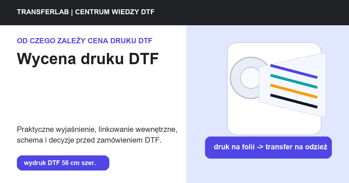 Grafika do artykułu: wycena druku DTF - przykład i schemat zastosowania druku DTF