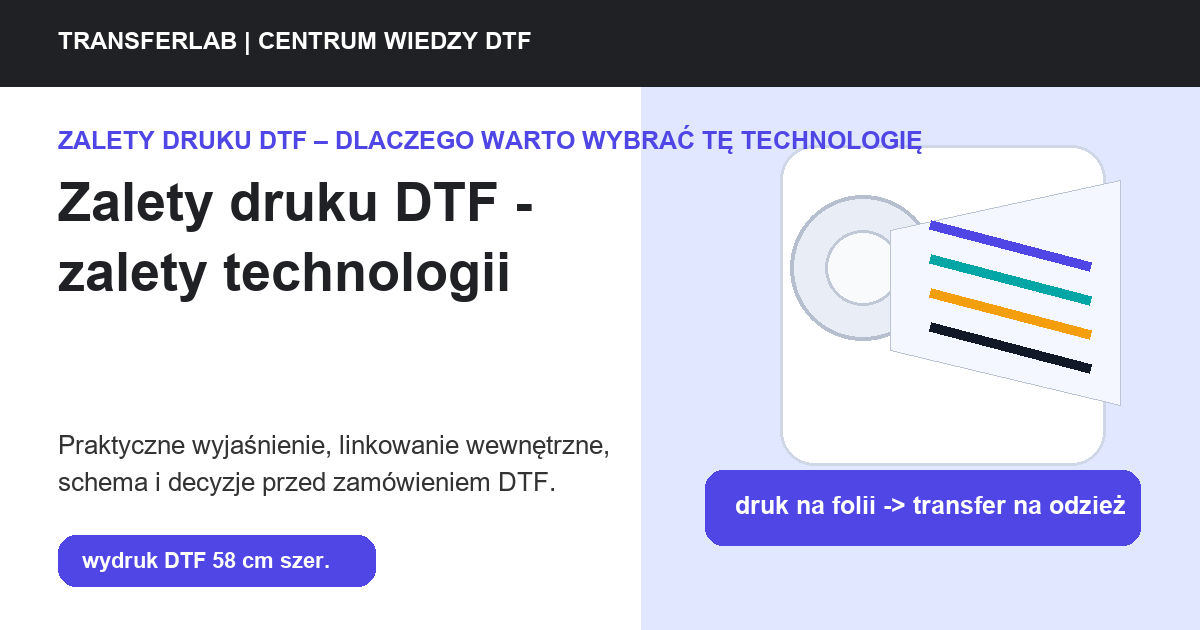 Grafika do artykułu: zalety druku DTF - przykład i schemat zastosowania druku DTF
